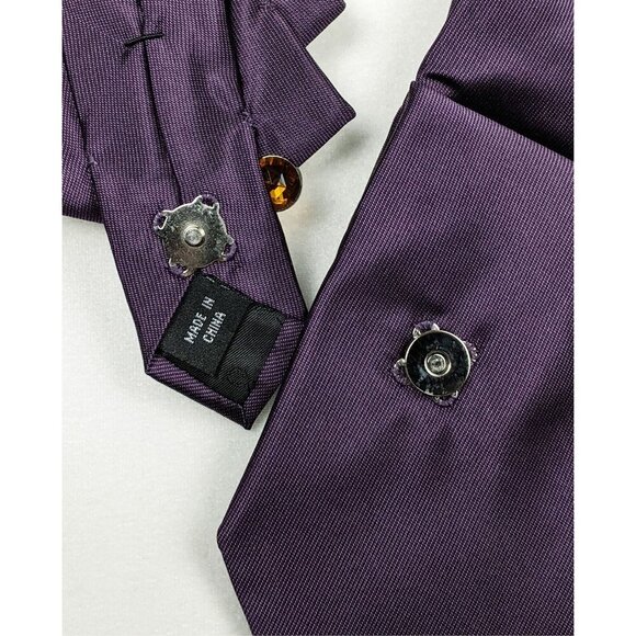 Ogsplosh Formal Beaded Ascot Tie Made From Repurposed Purple Necktie & Beads - Picture 2 of 7